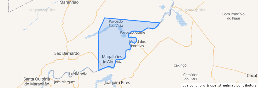 Mapa de ubicacion de Magalhães de Almeida.