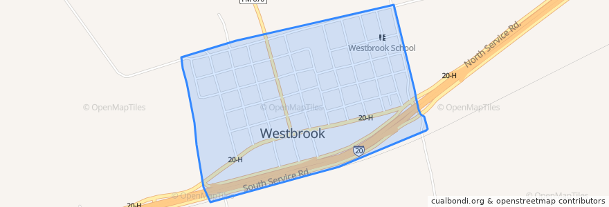 Mapa de ubicacion de Westbrook.