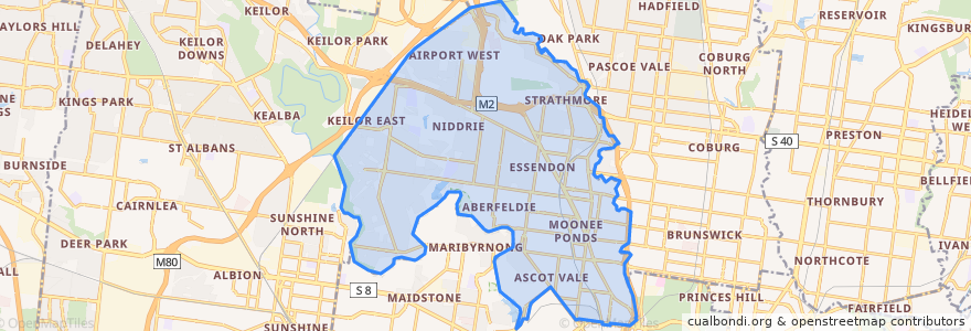 Mapa de ubicacion de City of Moonee Valley.