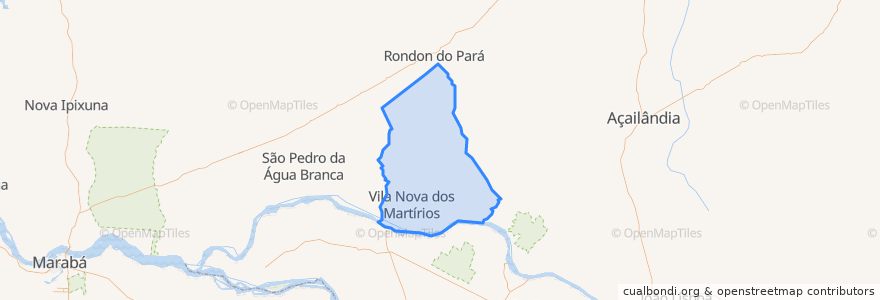 Mapa de ubicacion de Vila Nova dos Martírios.