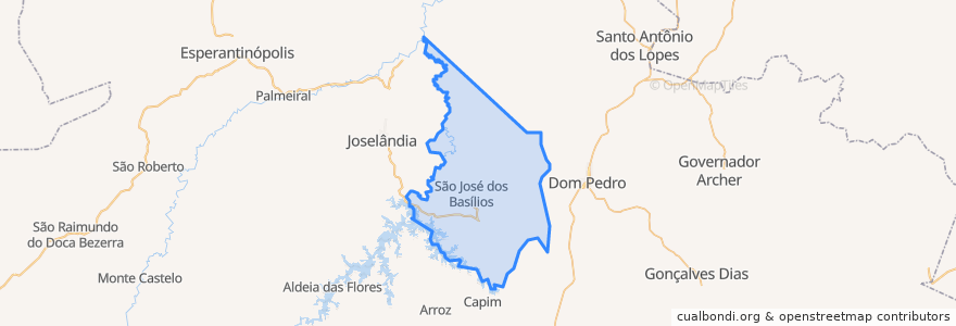 Mapa de ubicacion de São José dos Basílios.