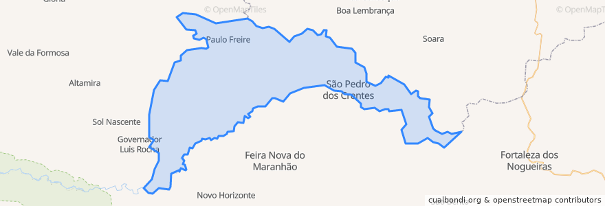 Mapa de ubicacion de São Pedro dos Crentes.