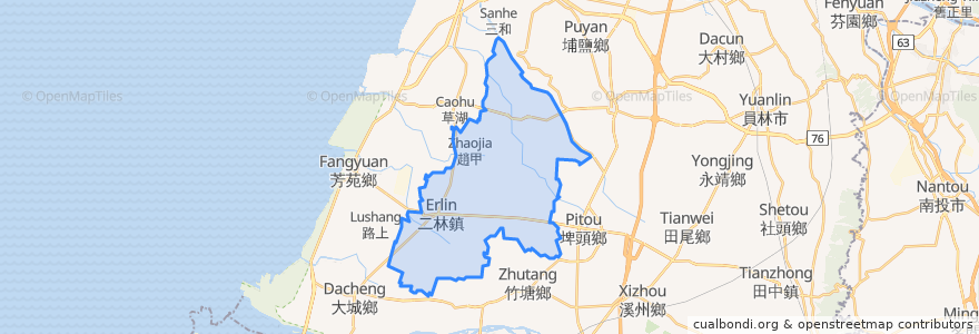 Mapa de ubicacion de 二林鎮.