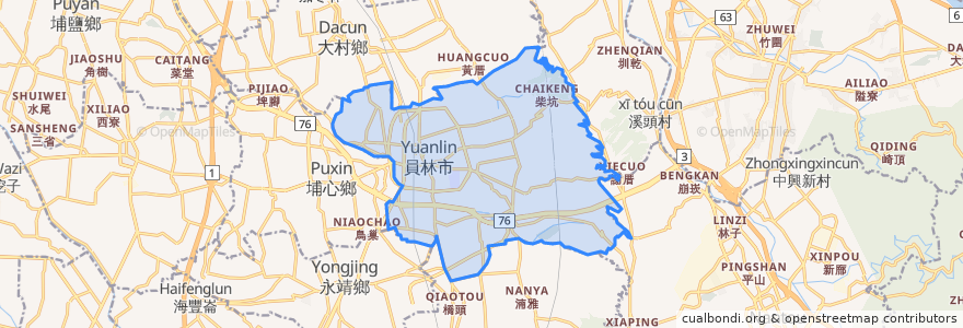 Mapa de ubicacion de 員林市.