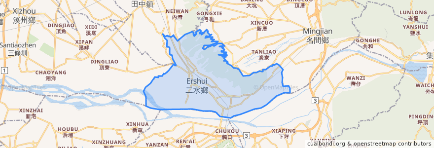 Mapa de ubicacion de 二水鄉.