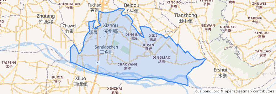 Mapa de ubicacion de Xizhou Township.