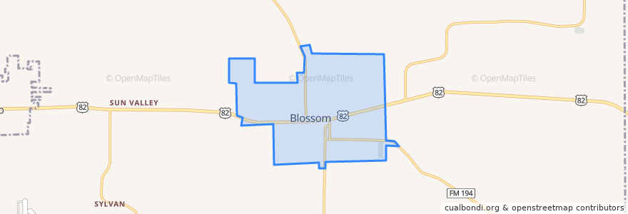 Mapa de ubicacion de Blossom.