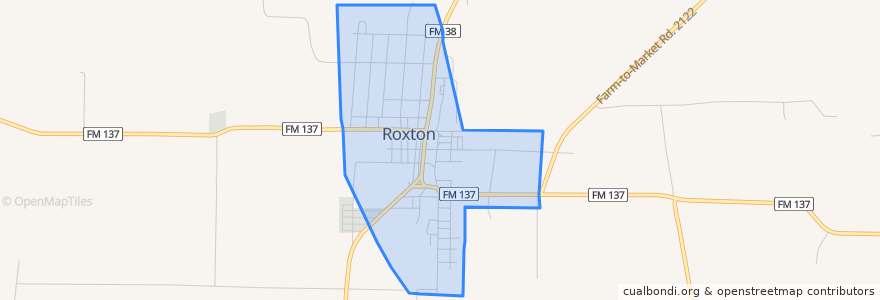 Mapa de ubicacion de Roxton.