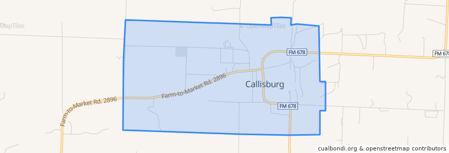 Mapa de ubicacion de Callisburg.