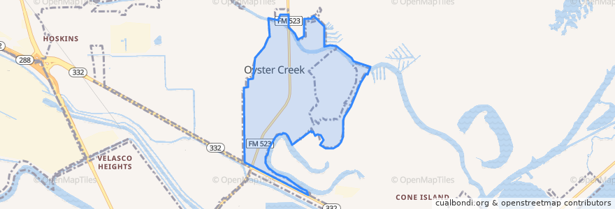 Mapa de ubicacion de Oyster Creek.