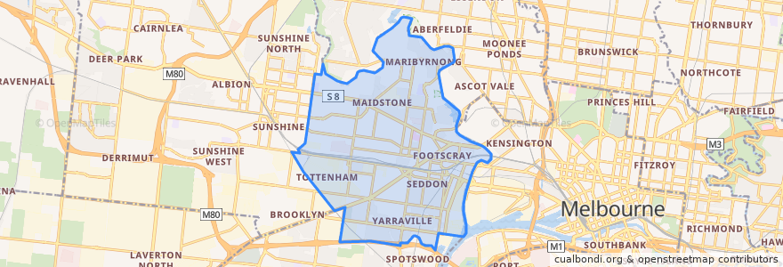 Mapa de ubicacion de City of Maribyrnong.