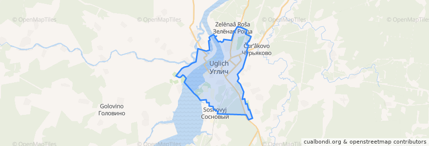 Mapa de ubicacion de городское поселение Углич.