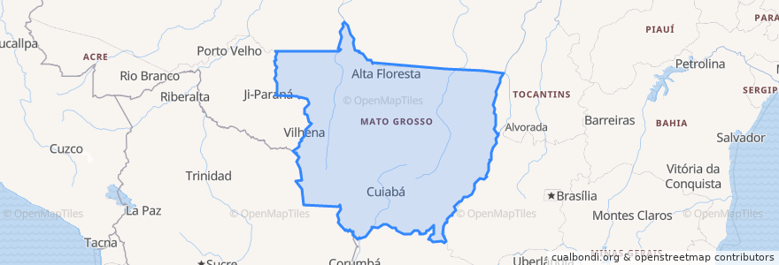 Mapa de ubicacion de Mato Grosso.