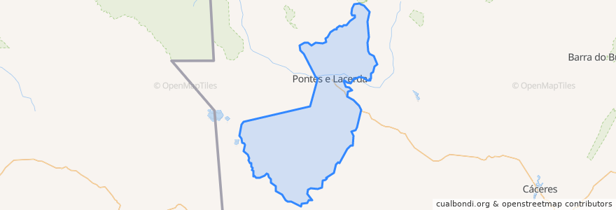 Mapa de ubicacion de Pontes e Lacerda.