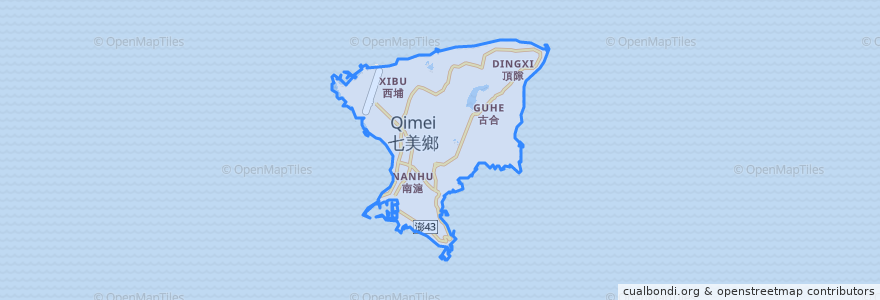 Mapa de ubicacion de Qimei.