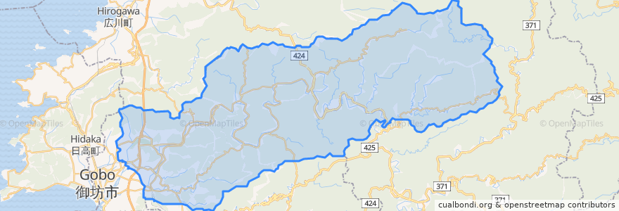 Mapa de ubicacion de 日高川町.