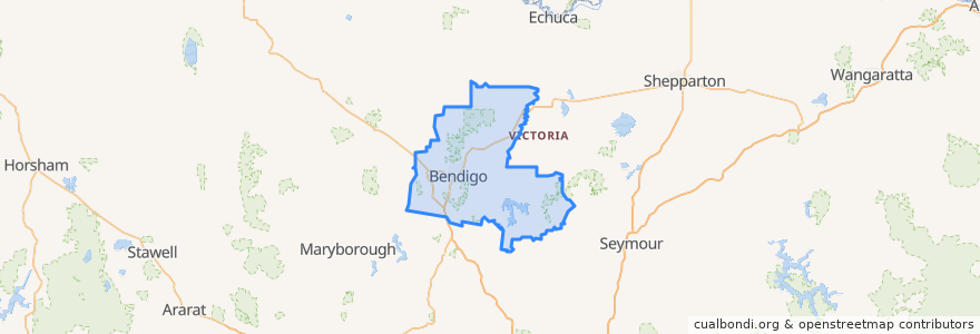 Mapa de ubicacion de City of Greater Bendigo.