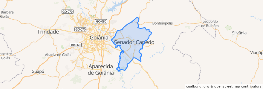 Mapa de ubicacion de Senador Canedo.