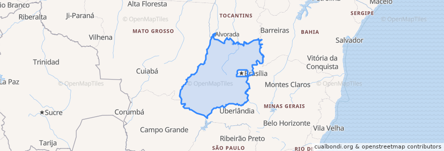 Mapa de ubicacion de Goiás.