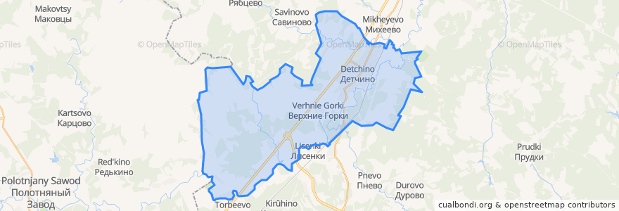 Mapa de ubicacion de сельское поселение Детчино.