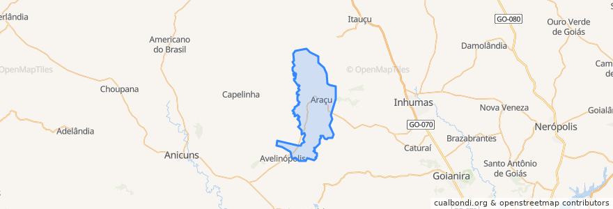 Mapa de ubicacion de Araçu.