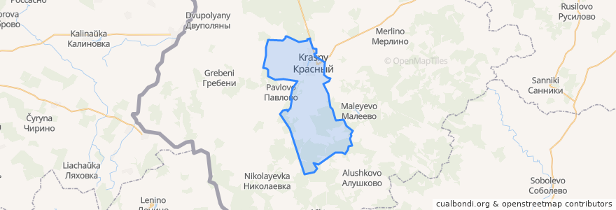 Mapa de ubicacion de Краснинское городское поселение.