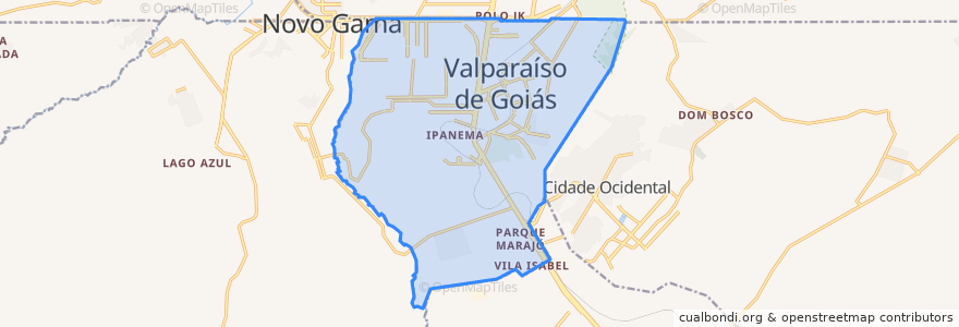 Mapa de ubicacion de Valparaíso de Goiás.