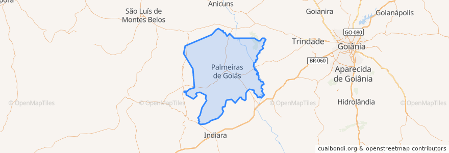 Mapa de ubicacion de Palmeiras de Goiás.