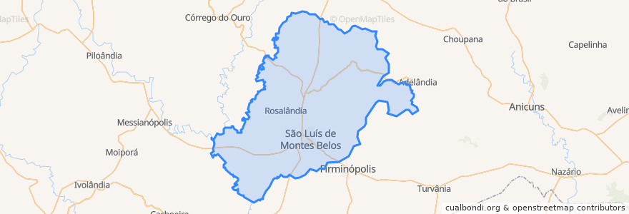 Mapa de ubicacion de São Luís de Montes Belos.