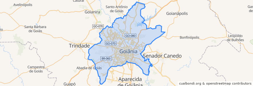 Mapa de ubicacion de Goiânia.