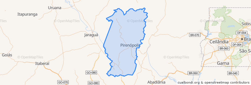 Mapa de ubicacion de Pirenópolis.