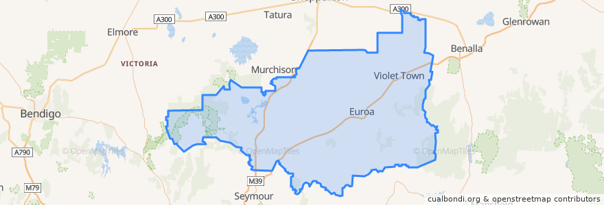 Mapa de ubicacion de Shire of Strathbogie.