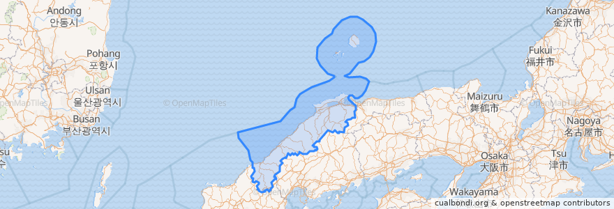 Mapa de ubicacion de Prefettura di Shimane.