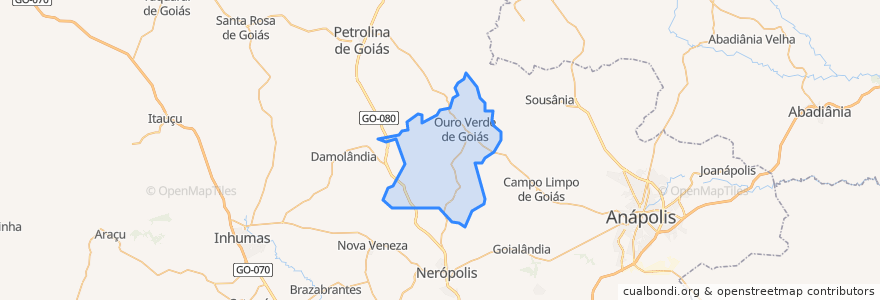 Mapa de ubicacion de Ouro Verde de Goiás.