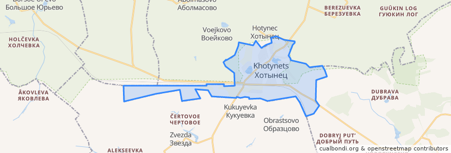 Mapa de ubicacion de городское поселение Хотынец.