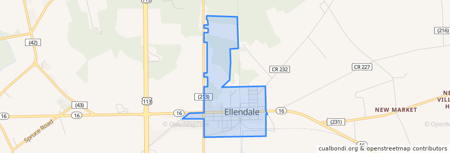 Mapa de ubicacion de Ellendale.