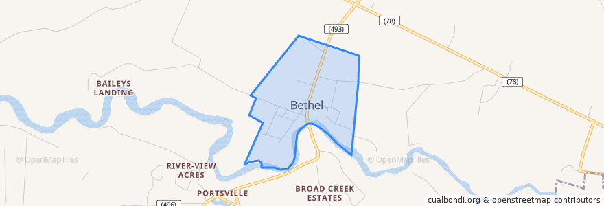 Mapa de ubicacion de Bethel.