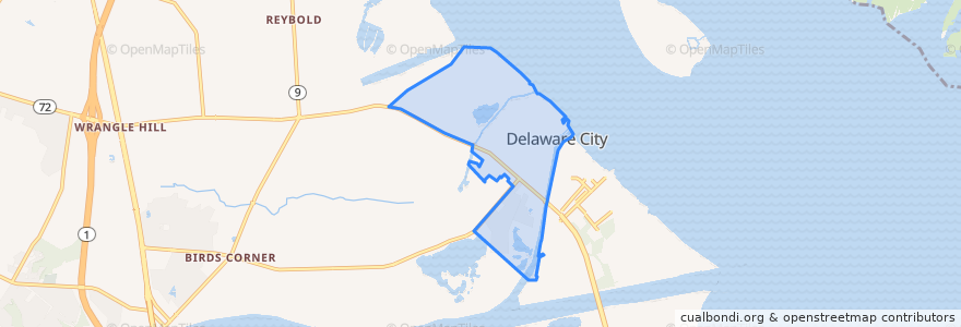 Mapa de ubicacion de Delaware City.