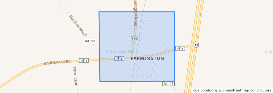 Mapa de ubicacion de Farmington.