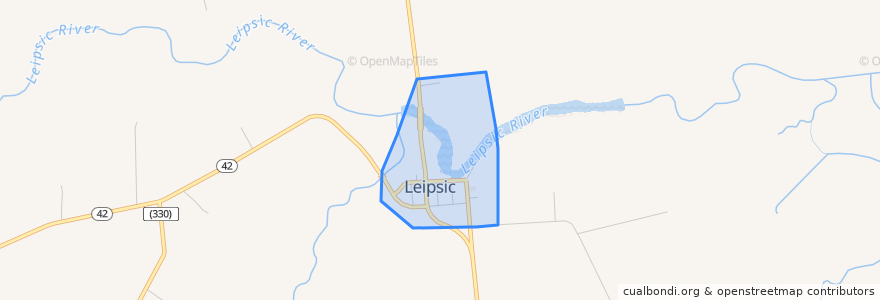 Mapa de ubicacion de Leipsic.