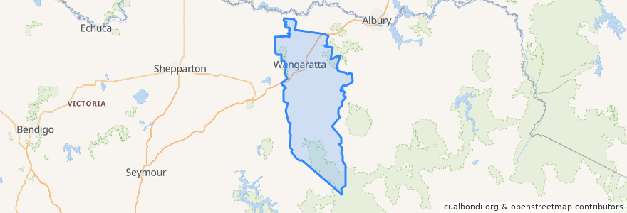 Mapa de ubicacion de Rural City of Wangaratta.