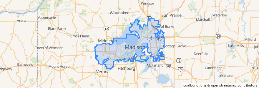 Mapa de ubicacion de Madison.