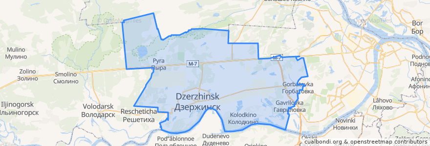 Mapa de ubicacion de городской округ Дзержинск.