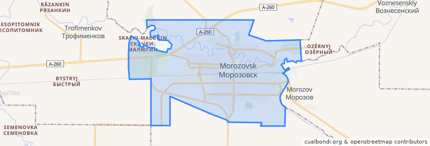 Mapa de ubicacion de Морозовское городское поселение.