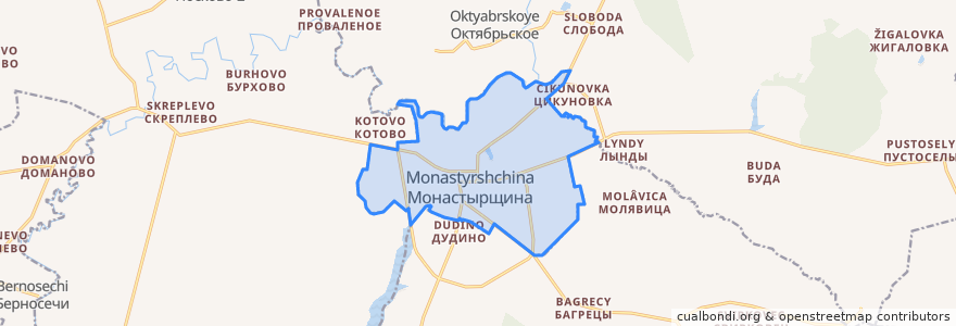 Mapa de ubicacion de Монастырщинское городское поселение.