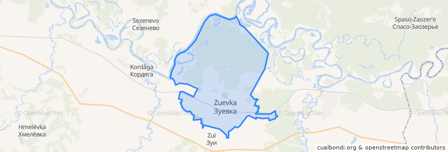 Mapa de ubicacion de Зуевское городское поселение.