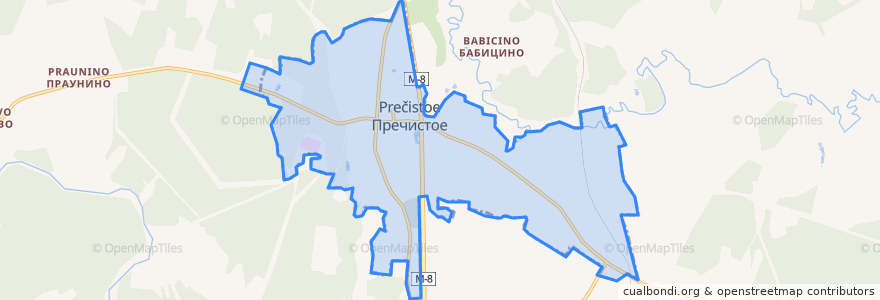 Mapa de ubicacion de городское поселение Пречистое.