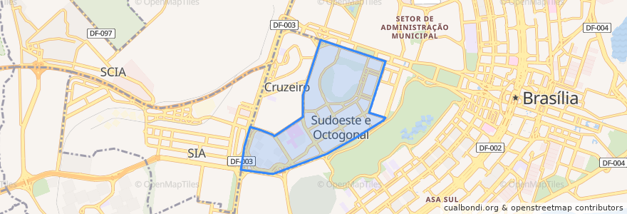 Mapa de ubicacion de Sudoeste e Octogonal.