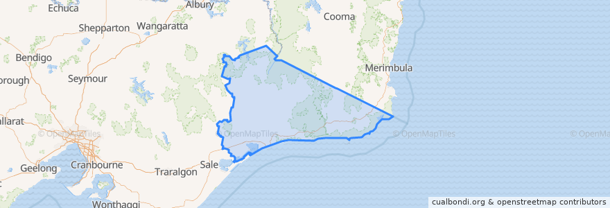 Mapa de ubicacion de Shire of East Gippsland.