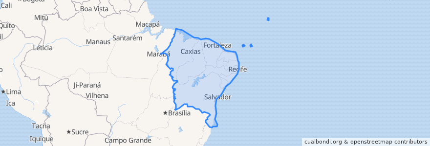 Mapa de ubicacion de Región Nordeste.